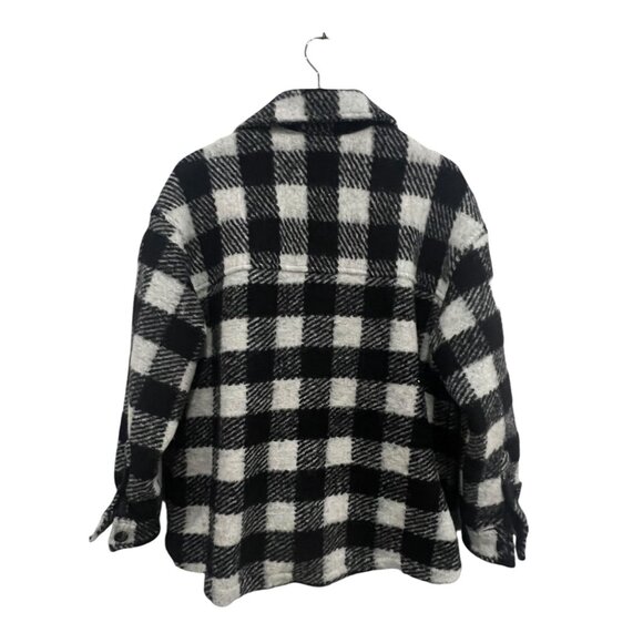 All Saints Fenix Check Jacket Coat Size US 6 Black White Button-Up Wool Blend - Picture 8 of 9
